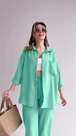 Keten Günlük İkili Takım Elbise Pantolon Gömlek