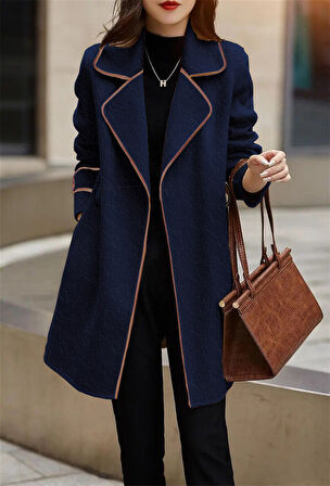 Kaşe Kadın Şık Yaka Kaban ve Kemer