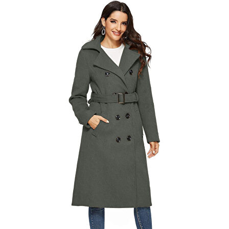 Kemer Detaylı Aksesuarlı Kaşe Kaban