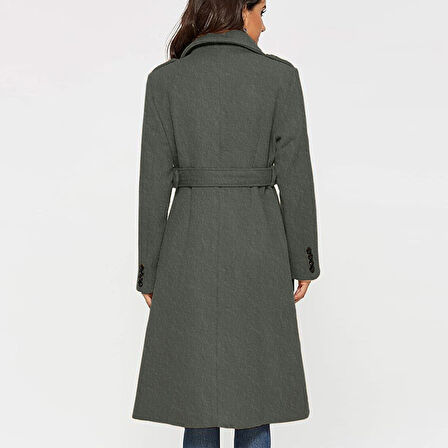 Kemer Detaylı Aksesuarlı Kaşe Kaban