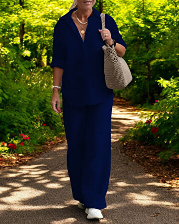 Rahat Gömlek Pantolon Keten Takım