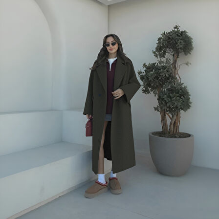 Kışlık Astarlı Detaylı Kadın Kaşmir Kaban