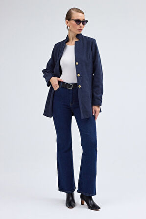 Tasarım Yaka Kısa Boy Kaşe Kaban