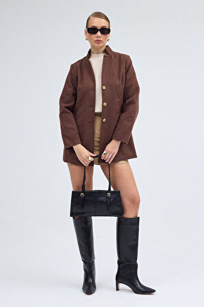 Tasarım Yaka Kısa Boy Kaşe Kaban