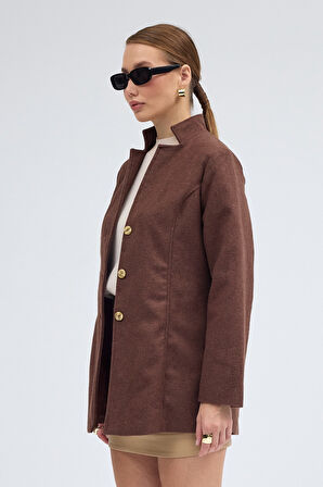 Tasarım Yaka Kısa Boy Kaşe Kaban