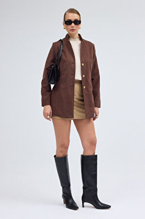 Tasarım Yaka Kısa Boy Kaşe Kaban