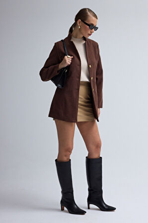 Tasarım Yaka Kısa Boy Kaşe Kaban