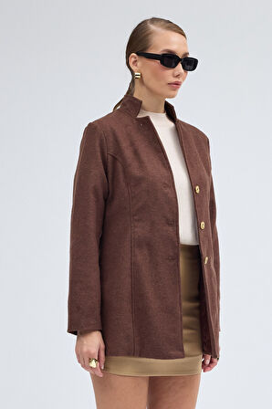 Tasarım Yaka Kısa Boy Kaşe Kaban