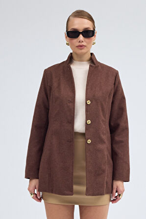 Tasarım Yaka Kısa Boy Kaşe Kaban