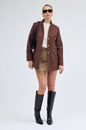 Tasarım Yaka Kısa Boy Kaşe Kaban