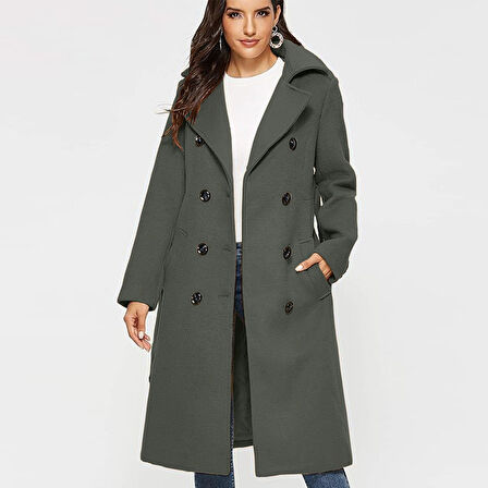 Kemer Detaylı Aksesuarlı Kaşe Kaban