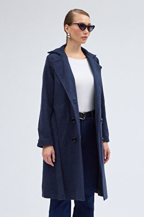 Aksesuar Detaylı Kaşe Kaban Kemerli