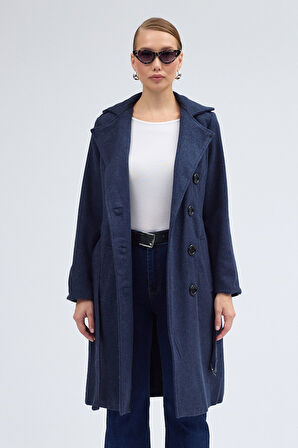 Aksesuar Detaylı Kaşe Kaban Kemerli