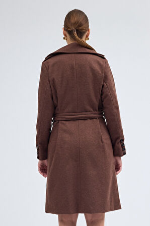 Kemer Detaylı Aksesuarlı Kaşe Kaban