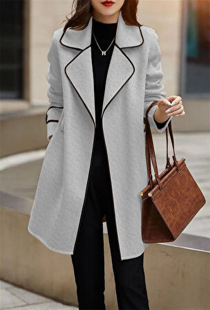 Kemer Detaylı Şık Kaşe Kaban