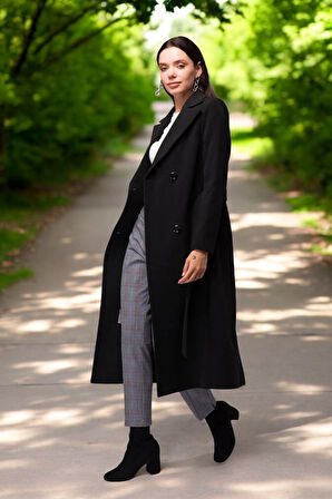 Düğme Detaylı Kadın Kaşe Kaban