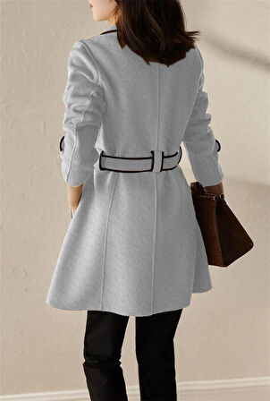 Kemer Detaylı Kadır Kaşe Kaban