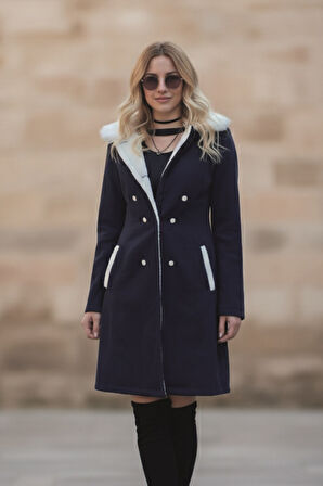 Kışlık Günlük Kaşe Kadın Kaban