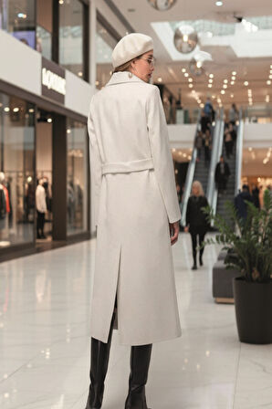 Ekru Kaşe Kadın Kaban