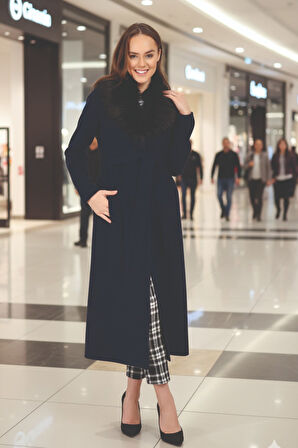 Kışlık Yakası Kürklü Kaşe Kaşmir Kaban