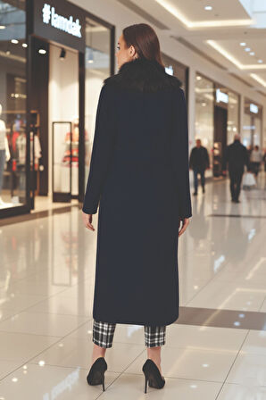 Kışlık Yakası Kürklü Kaşe Kaşmir Kaban