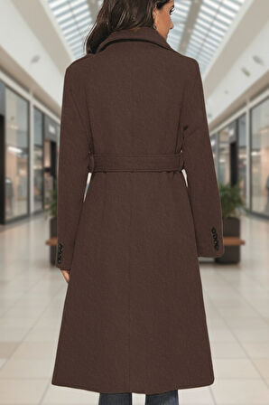 Kemer Detaylı Aksesuarlı Kaşe Kaban