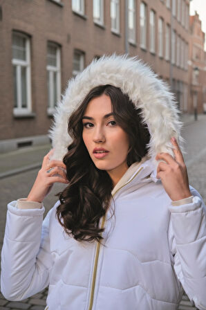 Günlük Kürklü Şişme Kadın Mont