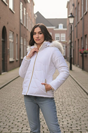 Günlük Kürklü Şişme Kadın Mont