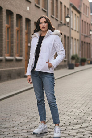 Günlük Kürklü Şişme Kadın Mont