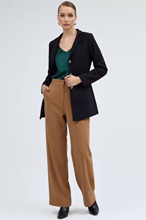 Tasarım Yaka Siyah Kaşe Kaban