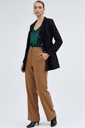 Tasarım Yaka Siyah Kaşe Kaban