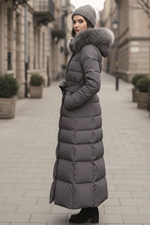 Günlük Kışlık Tam Boy Şişme Kadın Tesettür Mont