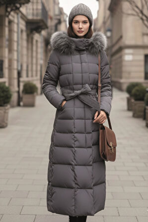 Günlük Kışlık Tam Boy Şişme Kadın Tesettür Mont