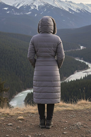 Günlük Kışlık Tam Boy Şişme Kadın Tesettür Mont