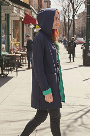 Günlük Renkli Kapüşonlu Spor Kadın Ceket