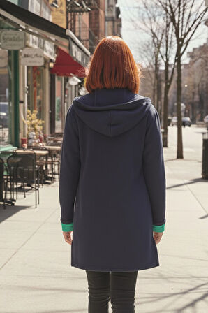 Günlük Renkli Kapüşonlu Spor Kadın Ceket