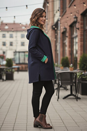 Günlük Renkli Kapüşonlu Spor Kadın Ceket