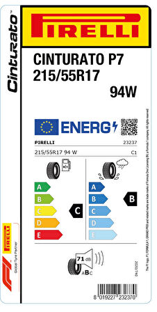 PİRELLİ 215/55R17 94W CİNTURATO P7 YAZ LASTİĞİ ÜRETİM YILI:2024