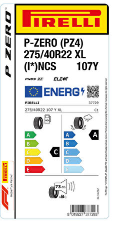 PİRELLİ 275/40R22 107Y XL * NCS ELT P-ZERO YAZ LASTİĞİ ÜRETİM YILI:2024