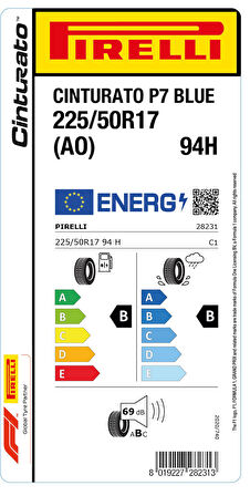 PİRELLİ 225/50R17 94H CİNTURATO P7 AO YAZ LASTİĞİ ÜRETİM YILI:2024