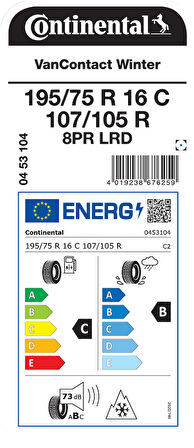 CONTİNENTAL 195/75R16C 107/105R VANCONTACT WİNTER KIŞ LASTİĞİ ÜRETİM YILI:2024