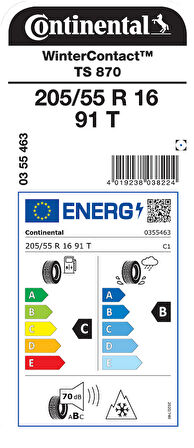 CONTİNENTAL 205/55R16 91T TS870 KIŞ LASTİĞİ ÜRETİM YILI:2024