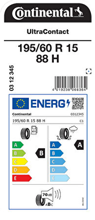 CONTİNENTAL 195/60R15 88H ULTRACONTACT YAZ LASTİĞİ ÜRETİM YILI:2024