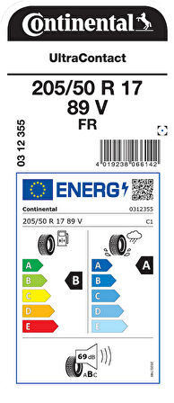 CONTİNENTAL 205/50R17 89V FR UC YAZ LASTİĞİ ÜRETİM YILI:2025