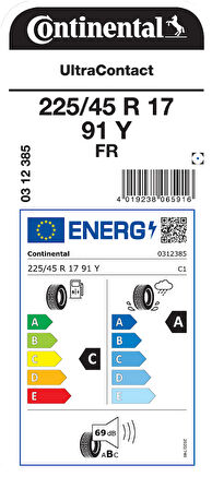 CONTİNENTAL 225/45R17 91Y FR UC YAZ LASTİĞİ ÜRETİM YILI:2025