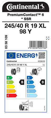 CONTİNENTAL 245/40R19 98Y XL PC6 * SSR YAZ LASTİĞİ ÜRETİM YILI:2023