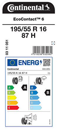 CONTİNENTAL 195/55R16 87H EC6 YAZ LASTİĞİ ÜRETİM YILI:2025