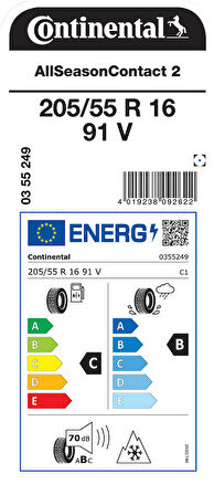 CONTİNENTAL 205/55R16 91V ASC2 DÖRT MEVSİM LASTİĞİ ÜRETİM YILI:2025