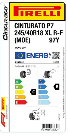 PİRELLİ 245/40R18 97Y XL RFT MOE CINTURATO P7 YAZ LASTİĞİ ÜRETİM YILI:2025