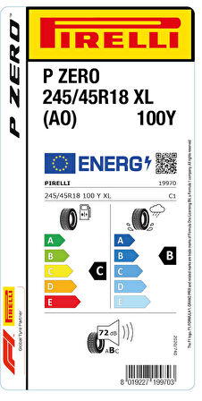 PİRELLİ 245/45R18 100Y XL AO P-ZERO YAZ LASTİĞİ ÜRETİM YILI:2025
